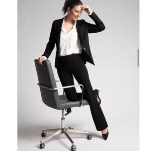 Betabrand Women Ponte Knit Classic Blazer One Button Size XL Black